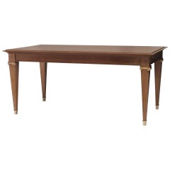 Jacques Lardin French Mid-Century Mahogany and Brass Dining Table
