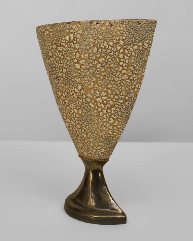 Modern Contemporary American Textured Ceramic Vase by Gary DiPasquale