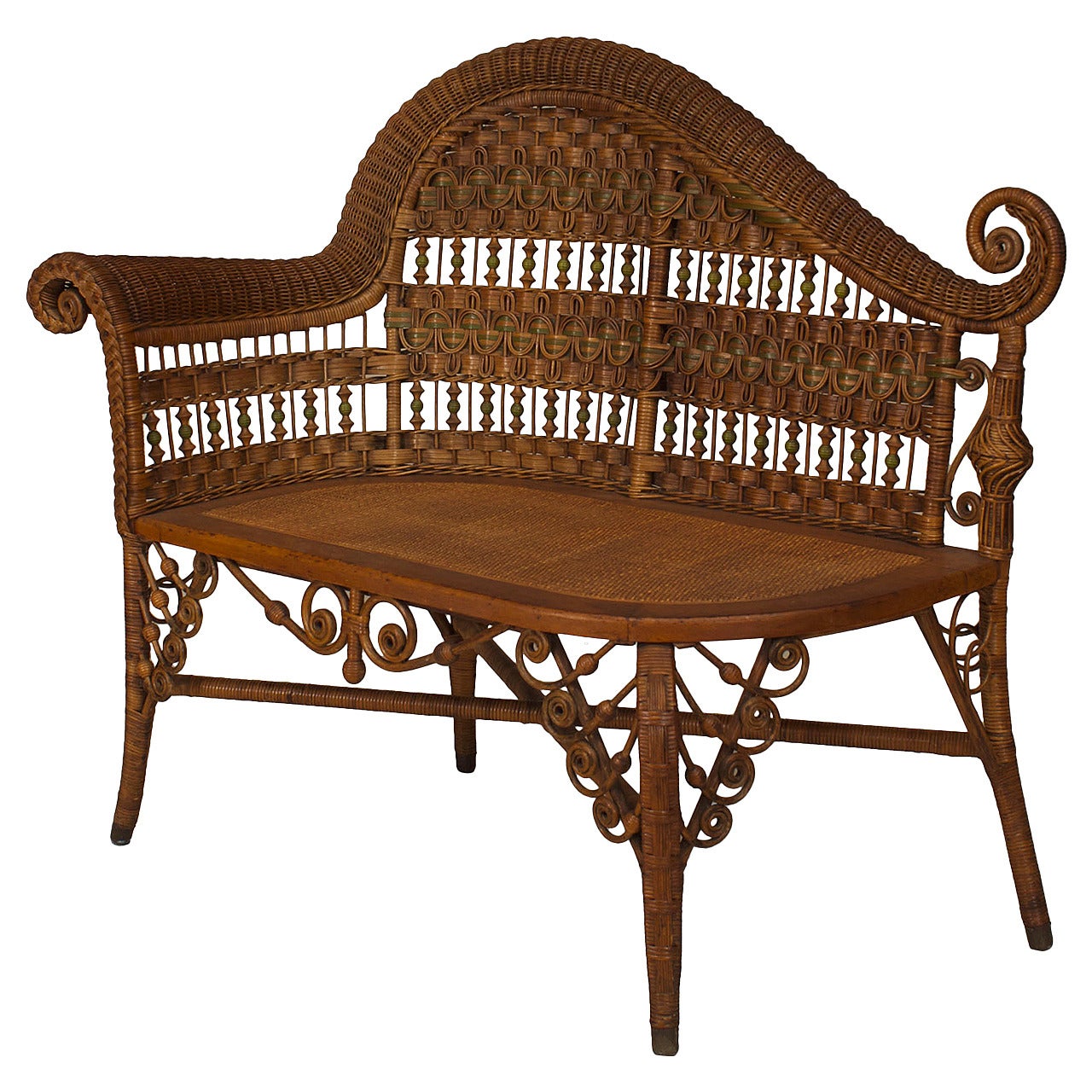 19th Century American Wicker Recamier