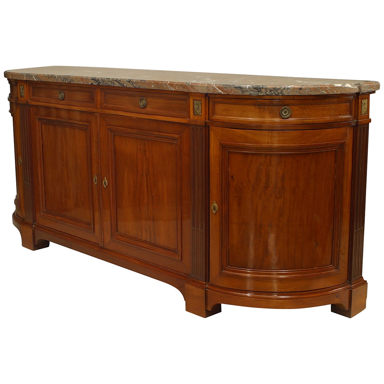 19th Century French Victorian Walnut Buffet Cabinet with Marble Top For Sale