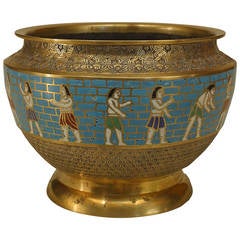 Vintage Egyptian Revival Figural Cloisonne Bowl