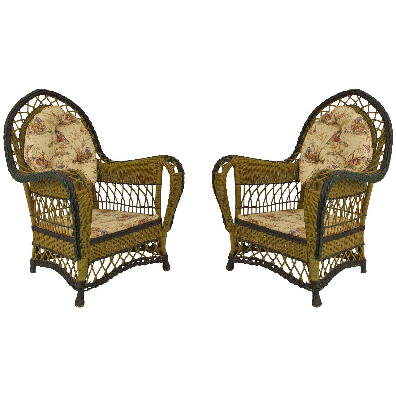 American Art Deco Wicker 6-Piece Living Room Set