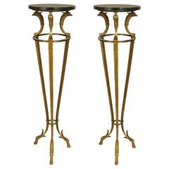 Pair of 1970s French Empire Style Marble and Ormolu Pedestals by Maison Jansen 4