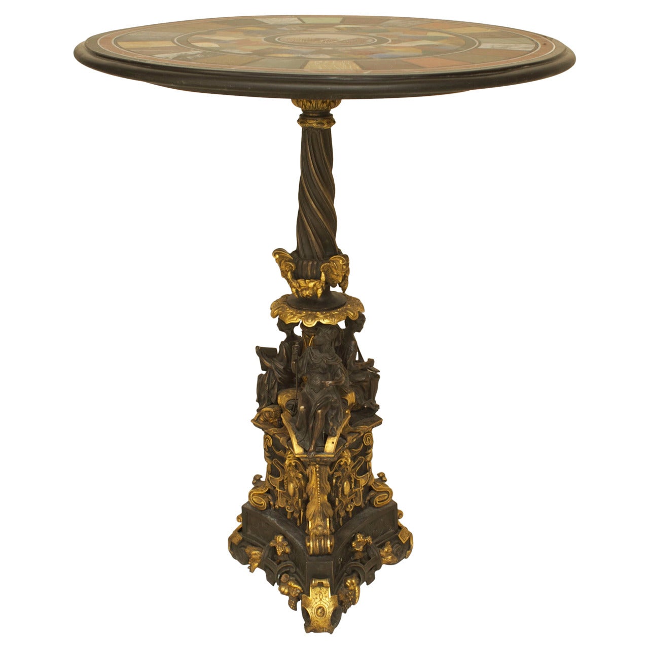 Italian Neo-Classic 19th Century Grand Tour Round Marble Mosaic Table For Sale