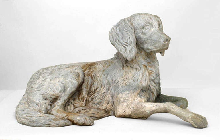 Pair of 19th Century English Life-Sized Dog Sculptures 1