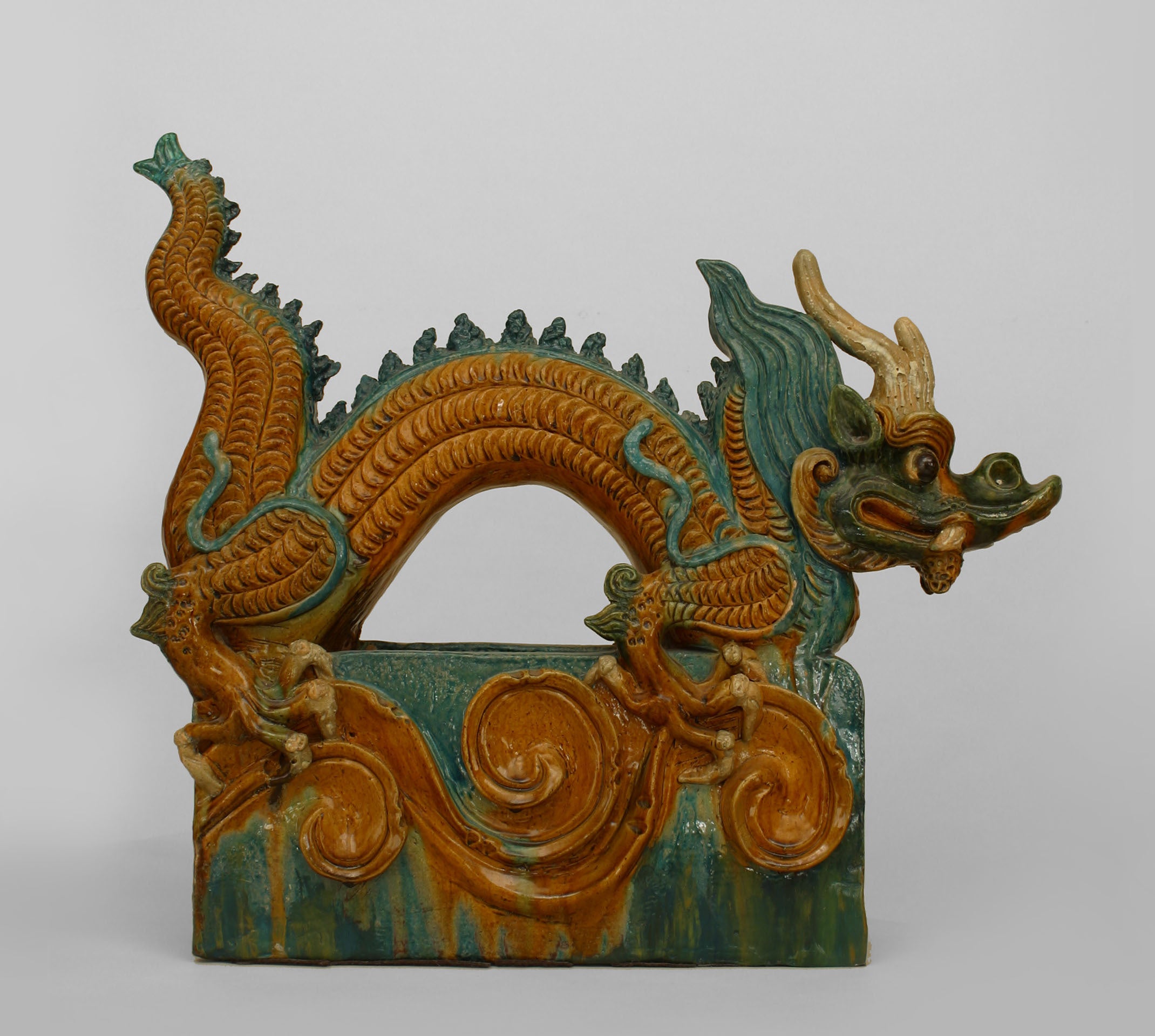 Pair Of Chinese Ming Dynasty Dragon Roof Tiles