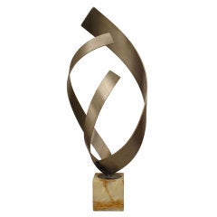 Abstract Post-War Steel And Onyx Sculpture By Curtis Jere