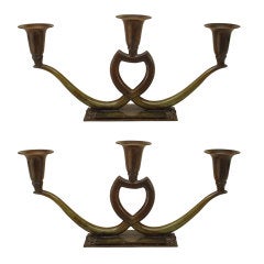 Pair Of Swedish Art Deco Green Patinated Bronze Candelabra 11