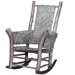 Antique Fontaine Adirondack Woven Birch Rocking Chair