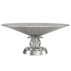 Compote américaine de style Art Moderne en aluminium et cristal