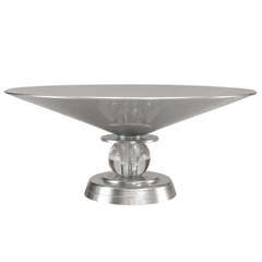 1930's Art Moderne Crystal And Aluminum Compote 4