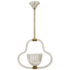 Vintage Italian MidCentury Venetian Translucent Baccarat Crystal Lantern