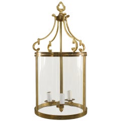 Louis XVI Style Cylindrical Bronze And Glass Lantern