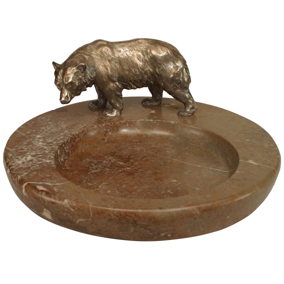 Bronze and Marble Bear Ashtray