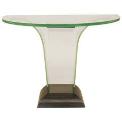 1940s American Art Moderne Glass and Ebonized Wood Console Table by Modernage 1940s American Art Moderne Glass and Ebonized Wood Console Table by Modernage