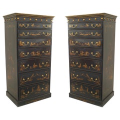 Pair of English Regency Black Lacquered Chests