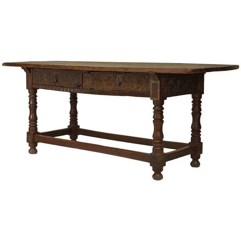 17th Century Spanish Renaissance Oak Refectory Table For Sale