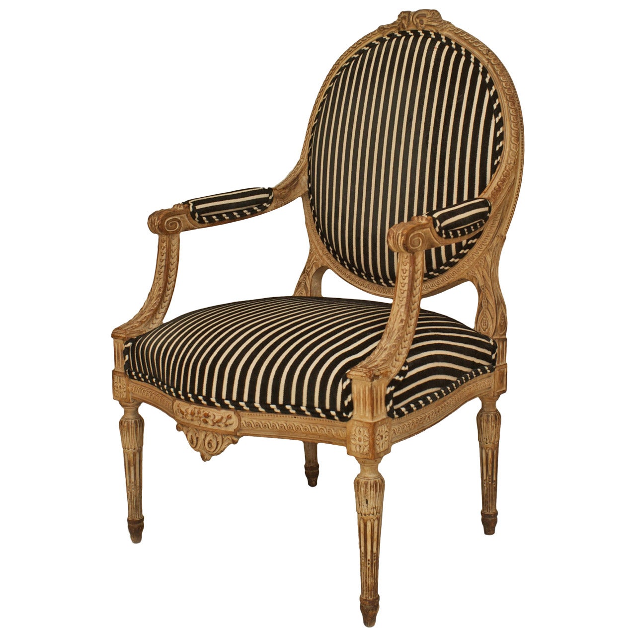 French Louis XVI Striped Arm Chair