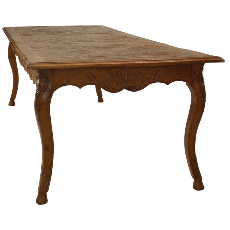 French Provincial Oak Dining Table For Sale