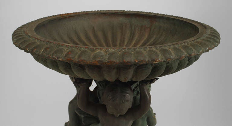 Late 19th C. Painted Iron Fountain With Putti 2