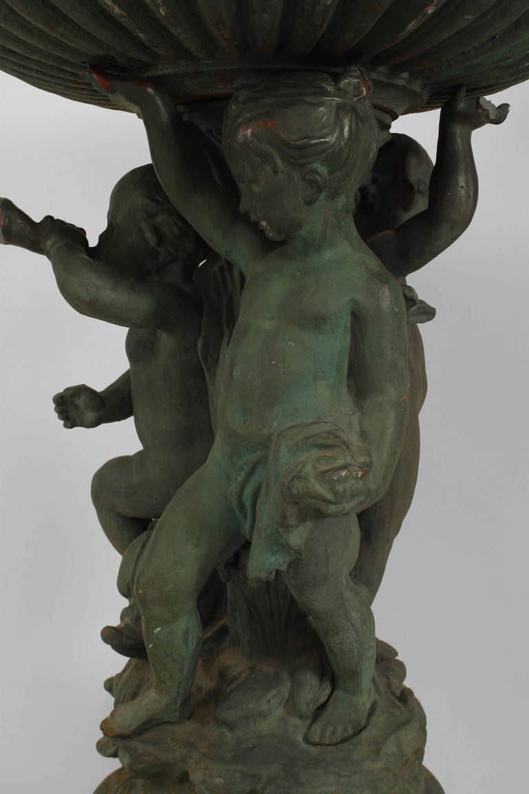 Late 19th C. Painted Iron Fountain With Putti In Good Condition In New York, NY