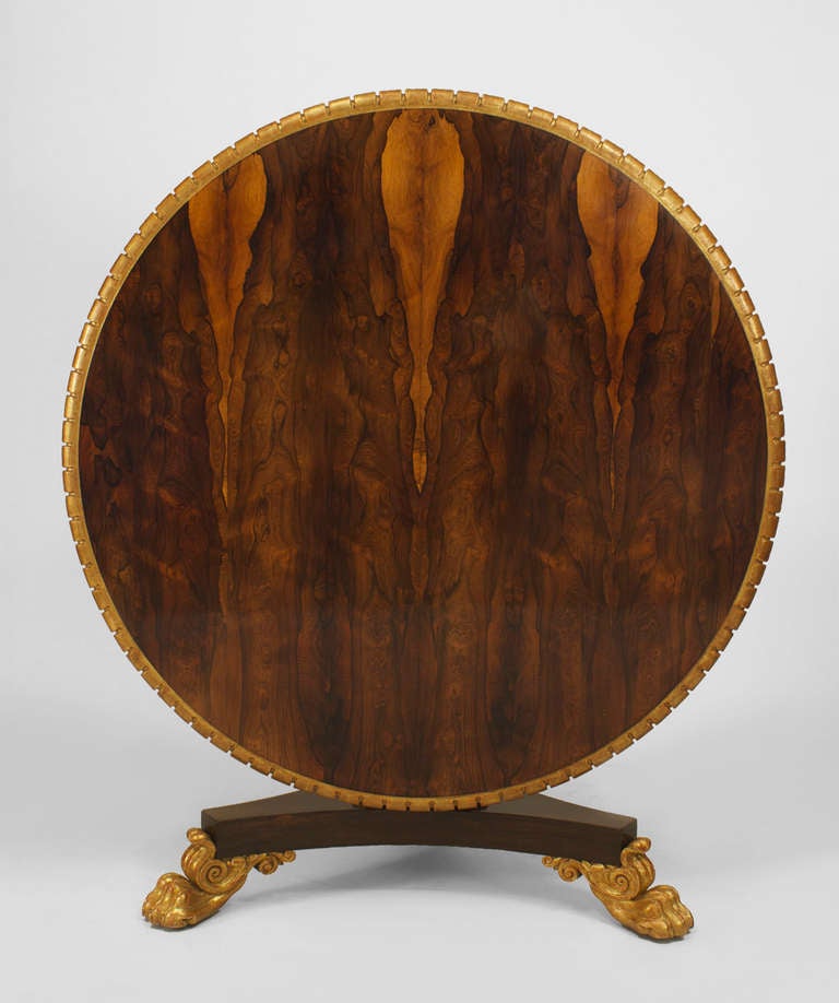 English 19th c. George IV Gilded Rosewood Center Table
