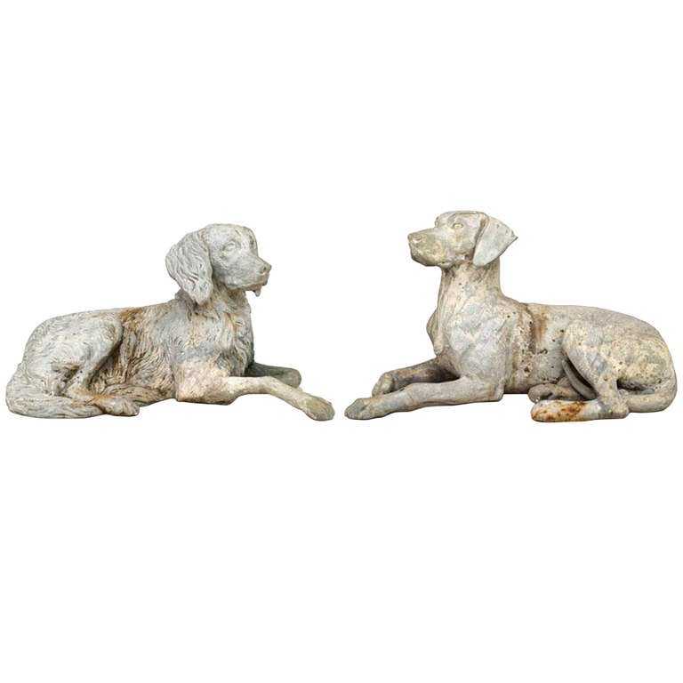 Pair of 19th Century English Life-Sized Dog Sculptures For Sale at 1stDibs