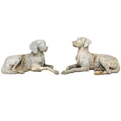 Pair of 19th Century English Life-Sized Dog Sculptures