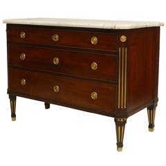18th c.Swedish Marble, Mahogany, And Brass Commode