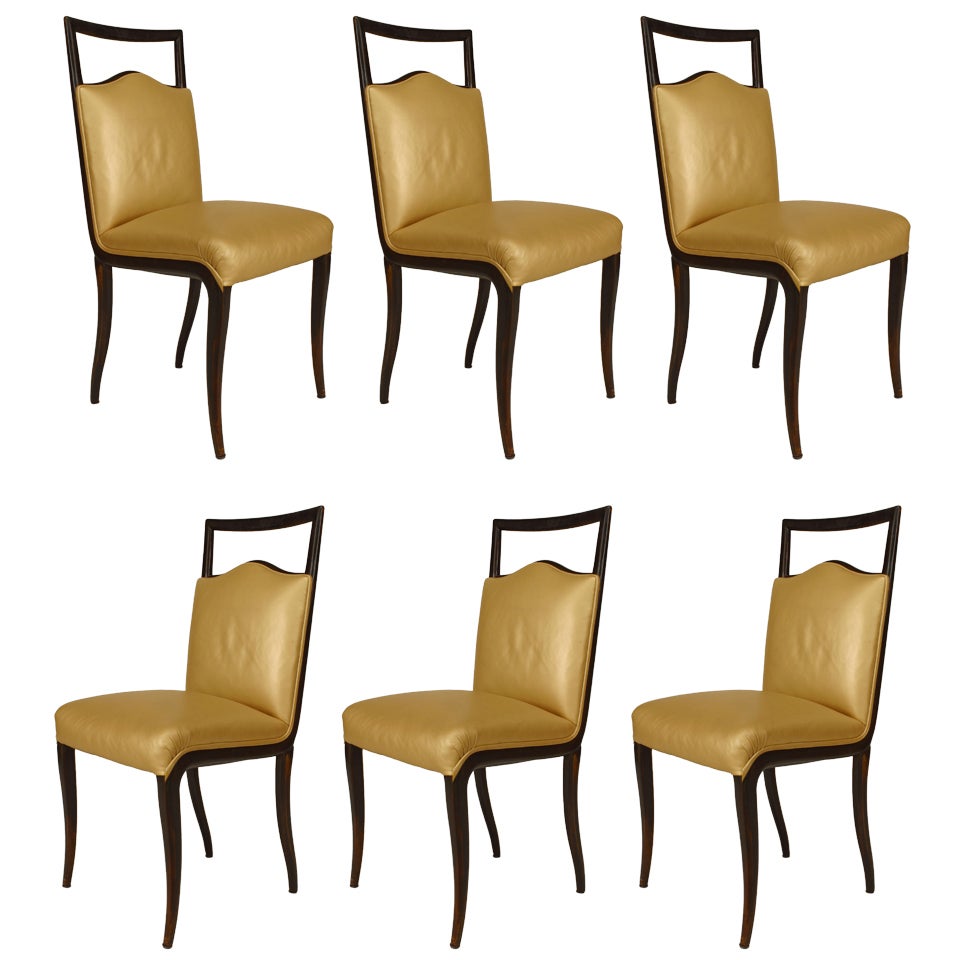 Set of 6 Italian Gold Upholstered Side Chairs
