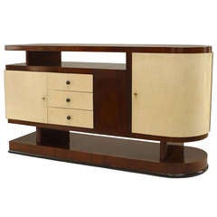 1930's Italian Walnut And Parchment Asymmetrical Sideboard 6