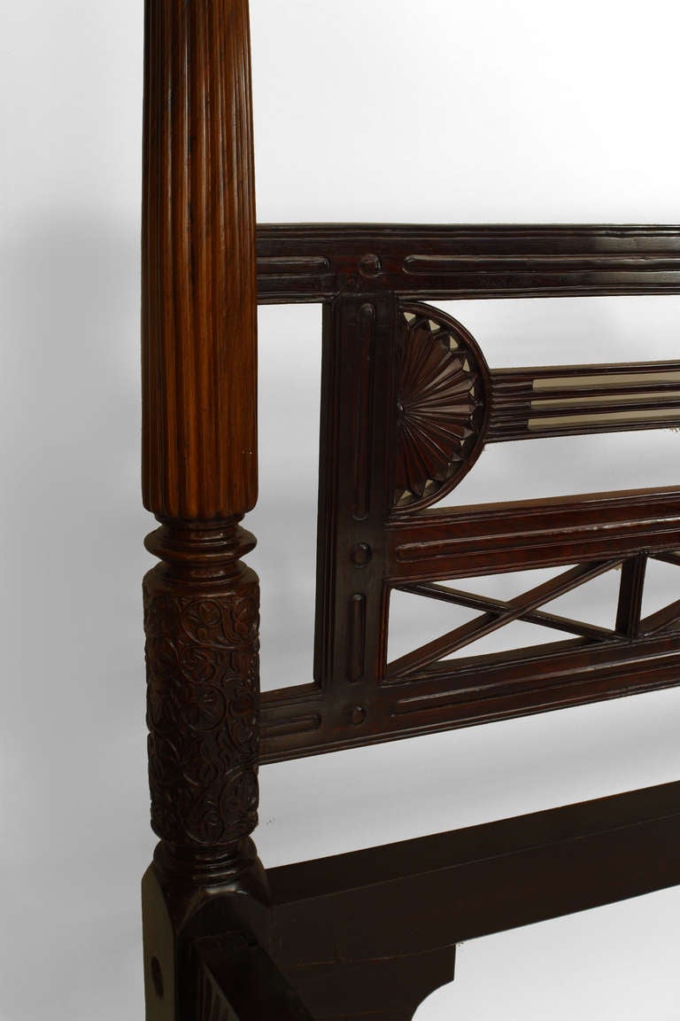 19th Century 19th c. Anglo-Indian Chakra Motif Rosewood Bed