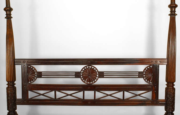English 19th c. Anglo-Indian Chakra Motif Rosewood Bed