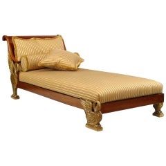 Continental Neoclassic Yellow Silk Chaise