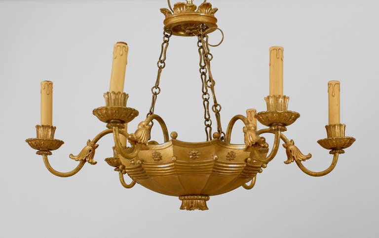 Austrian Neoclassic Gilt Umbrella-Form Chandelier Circa 1840