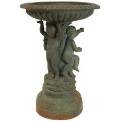 Late 19th C. Painted Iron Fountain With Putti