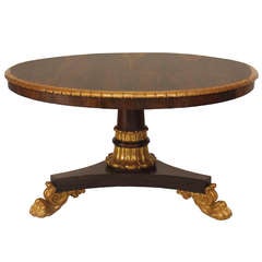 19th c. George IV Gilded Rosewood Center Table