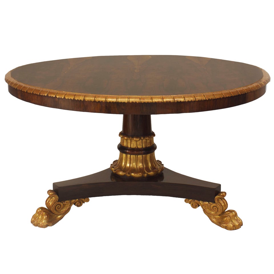 19th c. George IV Gilded Rosewood Center Table