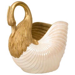 Vintage Mid-Century Gilt Swan Centerpiece