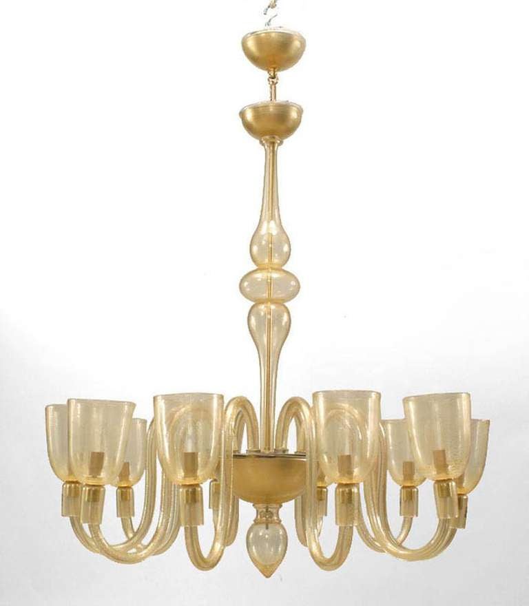 1950's Gold-Dusted Murano Glass Chandelier
