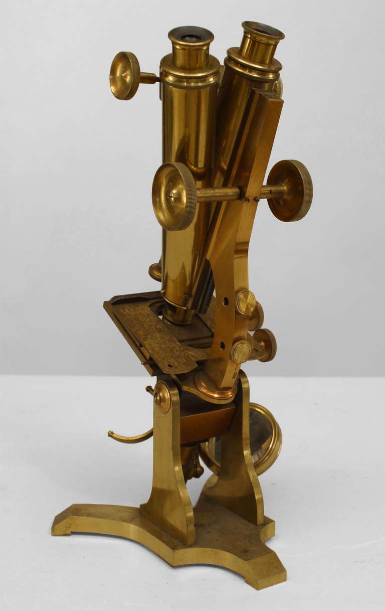 British Victorian Brass Microscope, c. Late 19th Century England