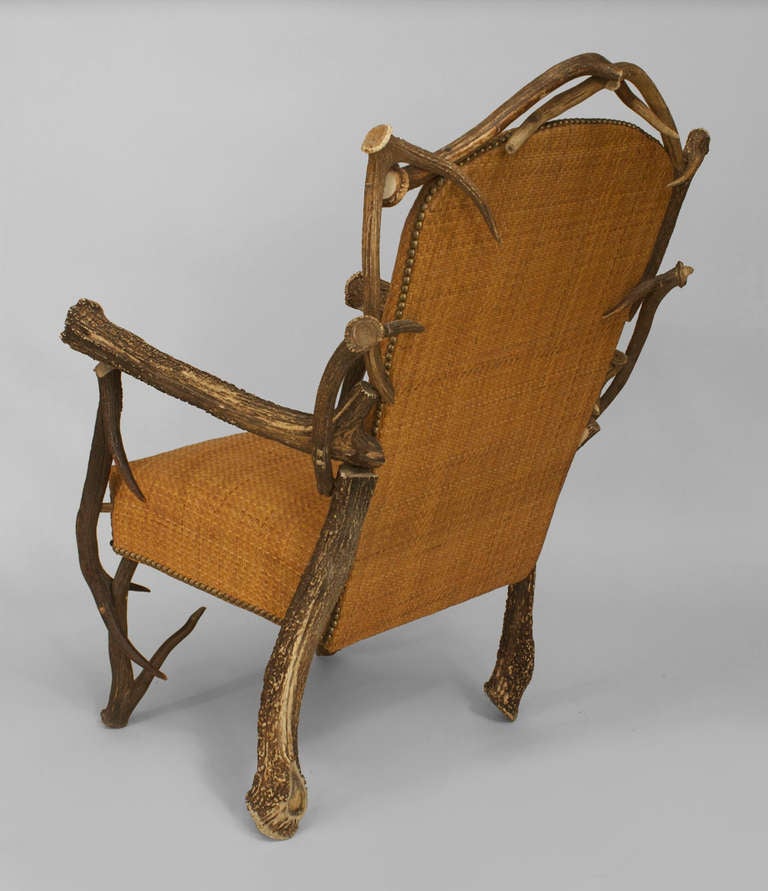 Rustic Early 20th c. Continental Stag Horn Chair