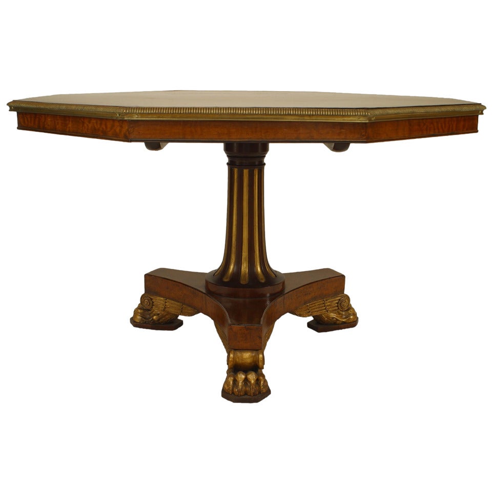 Englischer Regency-Tisch aus Thuya mit vergoldetem Mittelteil