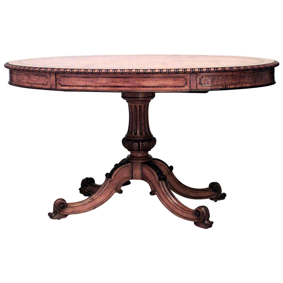 English Regency Style Satinwood Center Table For Sale