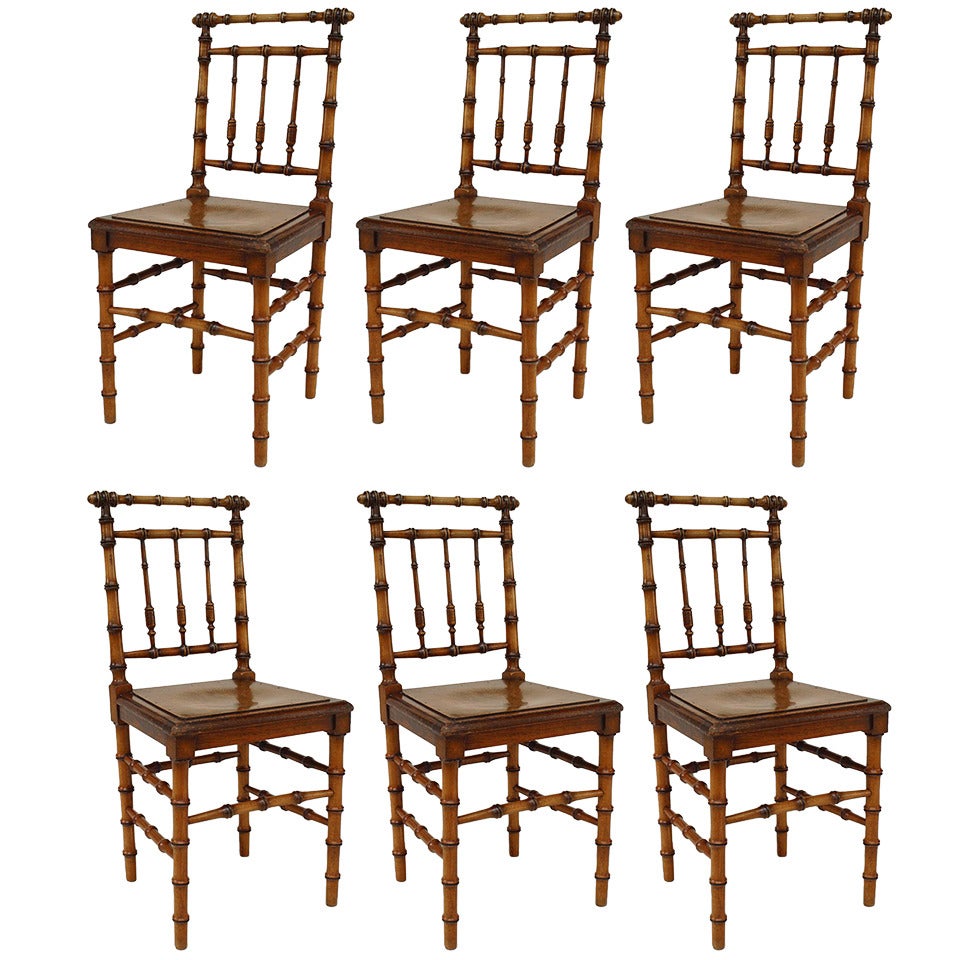  French Faux Bamboo Side Chairs For Sale