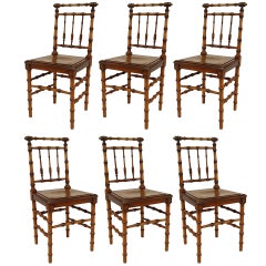  Chaises d'appoint en faux bambou français