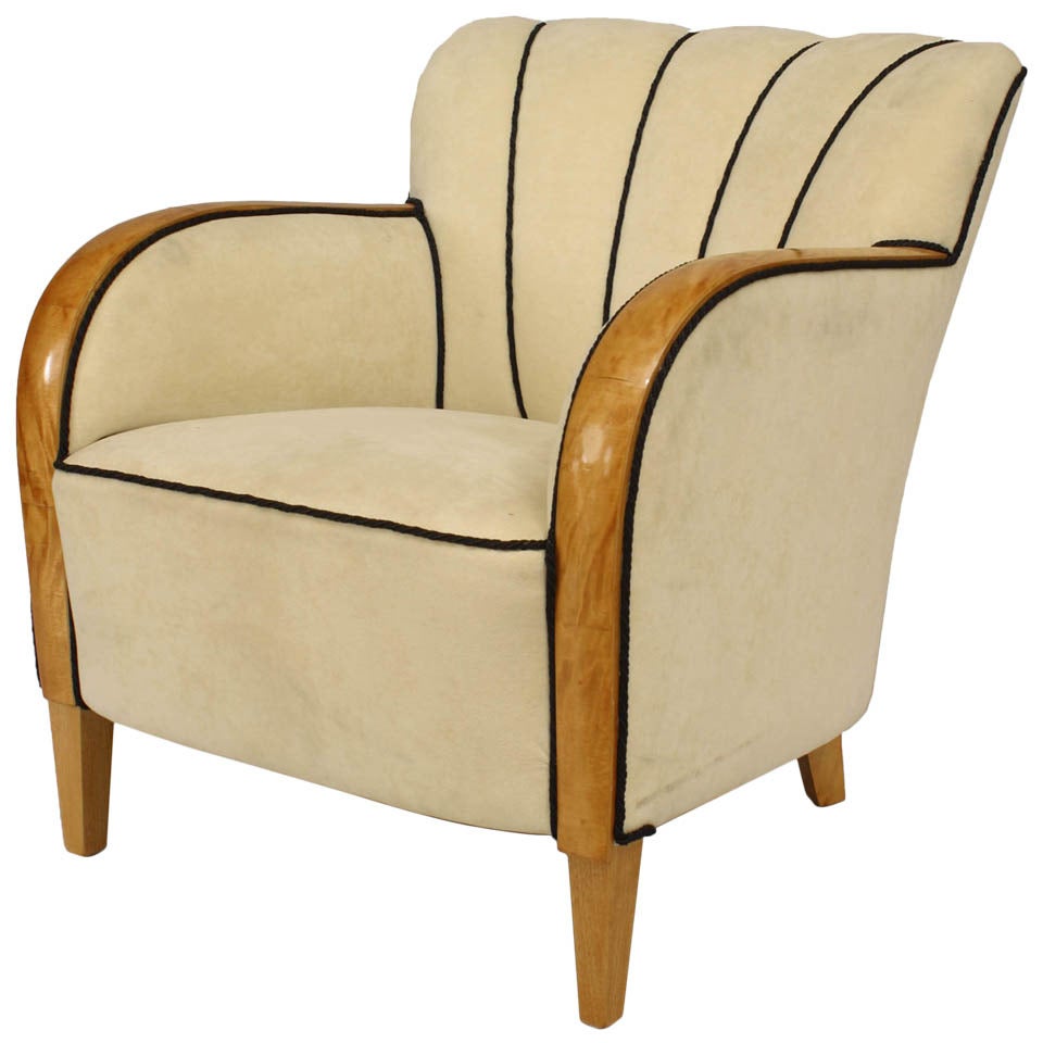 20th Century Swedish Biedermeier Upholstered Maple Club Chair