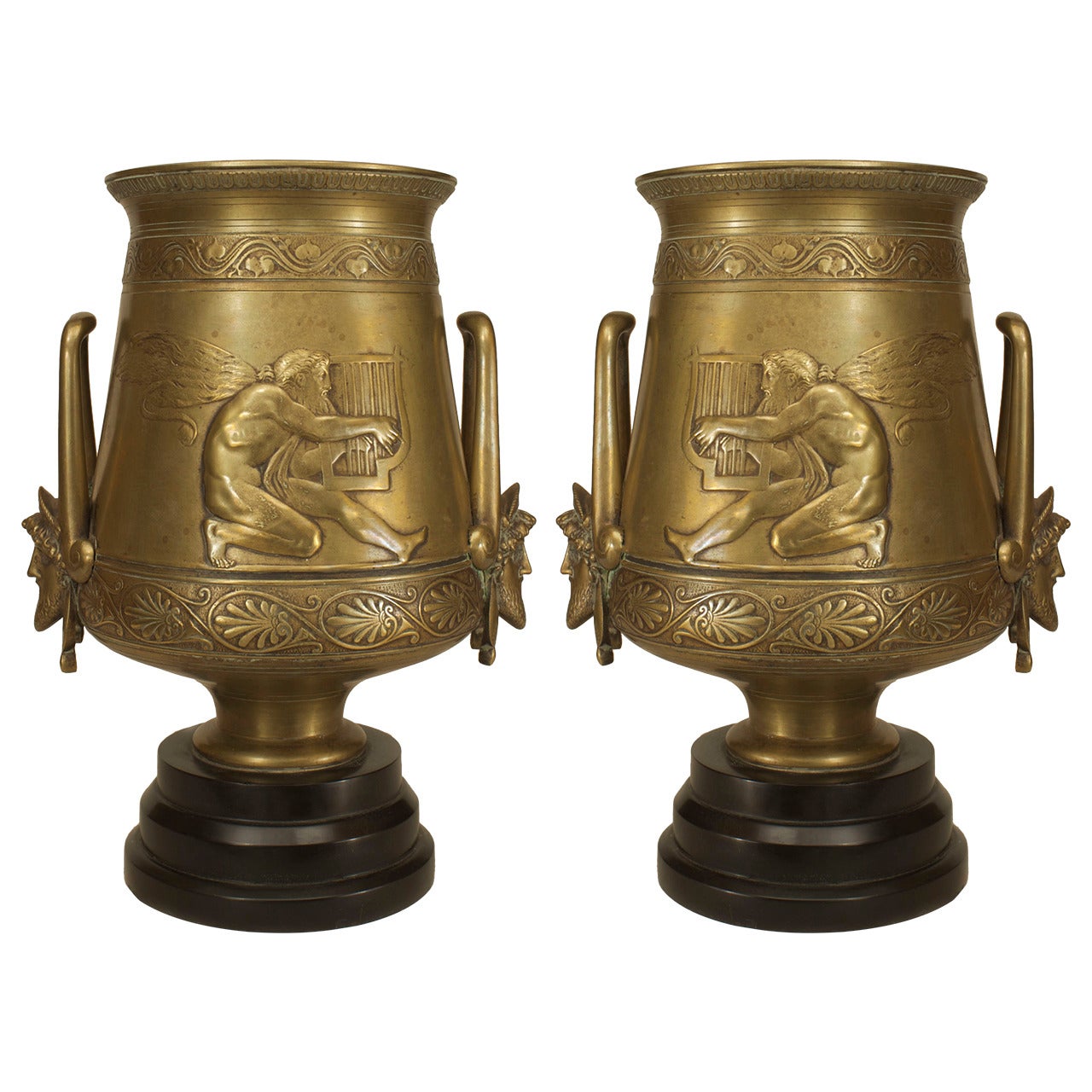 Pair of French Greek Revival Bronze Vases