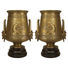 Pair of French Greek Revival Bronze Vases