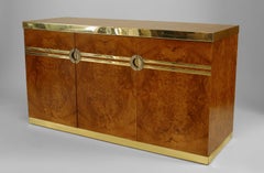 Pierre Cardin Burl Walnut Commode with Brass Trim